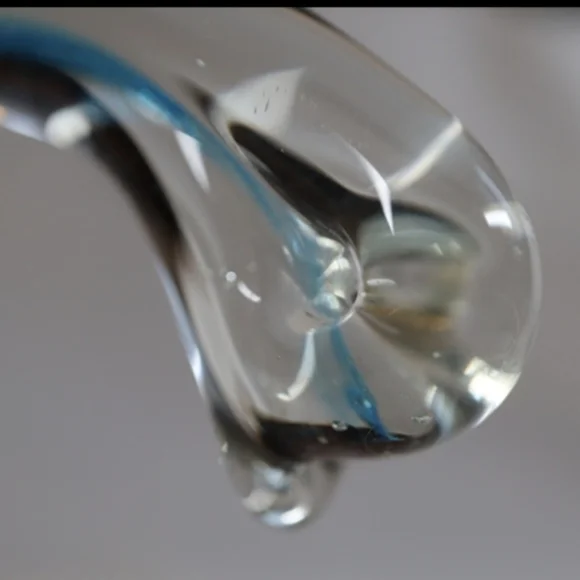 Vintage Murano Style Swan Art Glass Figurine Clear w/Blue Swirled Accent - Picture 4 of 12